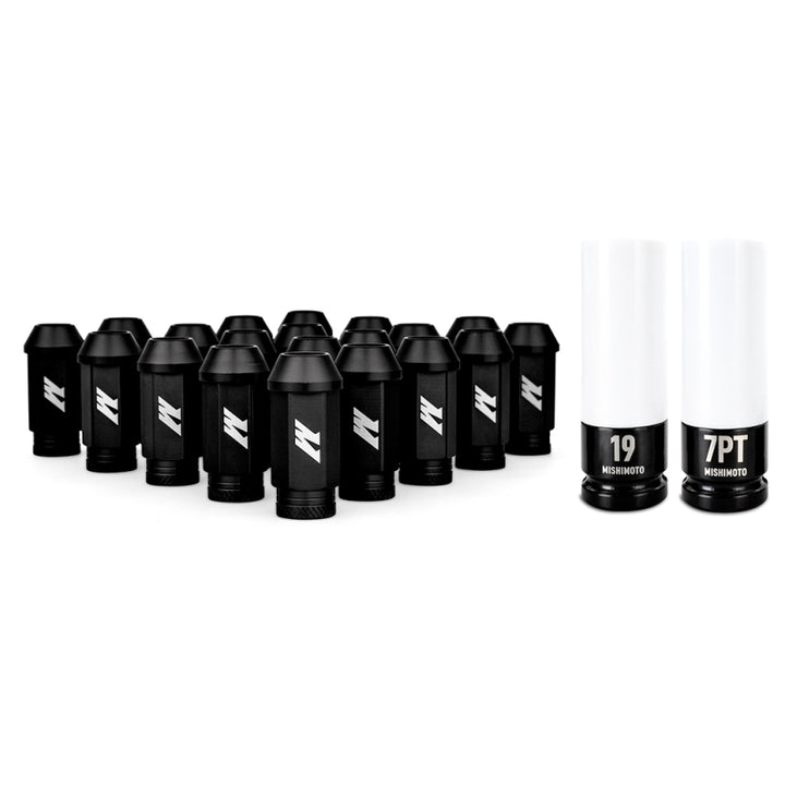 Mishimoto Aluminum Locking Lug Nuts M12x1.25 20pc Set Black - Bull Strap