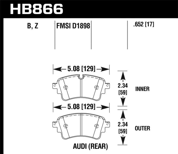 Hawk 17-19 Audi A4 / 18-19 Audi A5 Performance Ceramic Street Rear Brake Pads - Bull Strap