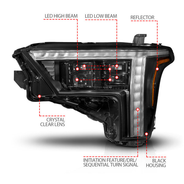 ANZO 22-24 Toyota Tundra (w/Factory LED Refl.) Z-Series Full LED Proj Headlights - Driver Side ONLY - Bull Strap