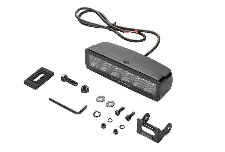 Hella Universal Black Magic 6 L.E.D. Mini Light Bar - Flood Beam - Bull Strap
