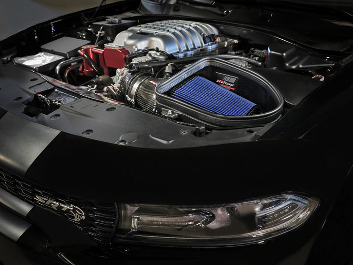 aFe Dodge Charger SRT Hellcat Redeye 21-23 V8-6.2L Track Series Stage-2 Carbon Fiber Intake Pro 5R - Bull Strap