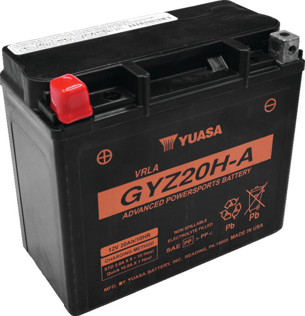 Yuasa GYZ20HA High Performance Maintenance Free AGM 12-Volt Battery - Bull Strap