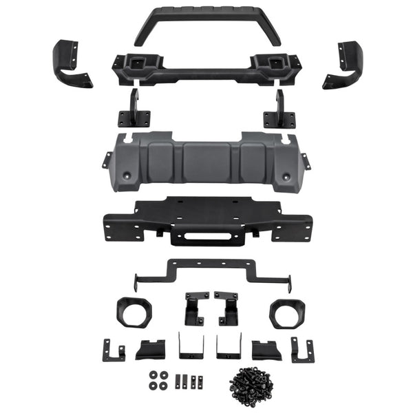 Rugged Ridge 18-21 Jeep Wrangler/Gladiator (JL/JT) Venator Modular Bumper - Black - Bull Strap