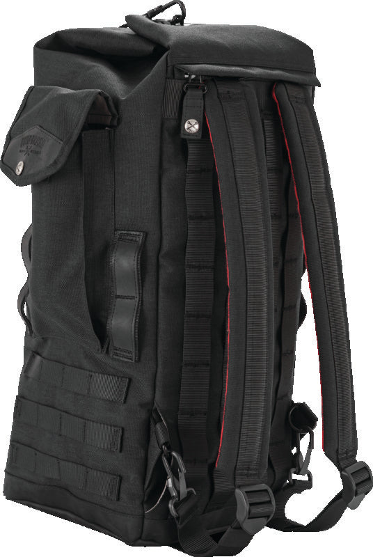 Burly Brand Voyager Sissy Bar Backpack - Black - Bull Strap