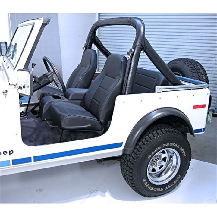 Rugged Ridge High-Back Front Seat Non-Recline Black 76-02 CJ&Wrangl - Bull Strap