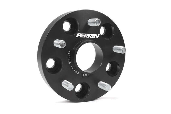 Perrin Subaru 25mm Wheel Spacers 5x114.3 BP w/56mm Hub - Black - Bull Strap