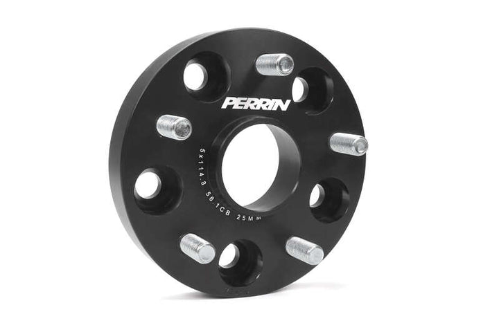 PERRIN Subaru 25mm Wheel Spacers 5x114.3 BP w/56mm Hub - Black - Bull Strap