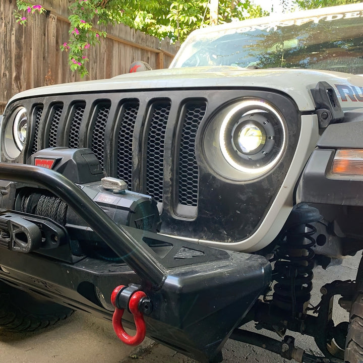 Oracle Oculus Bi-LED Projector Headlights for Jeep JL/Gladiator JT - Matte Blk - 5500K - Bull Strap