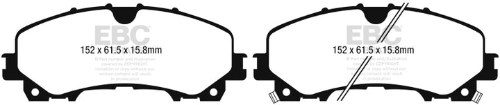 EBC 13+ Infiniti Q50 3.7 Redstuff Front Brake Pads - Bull Strap