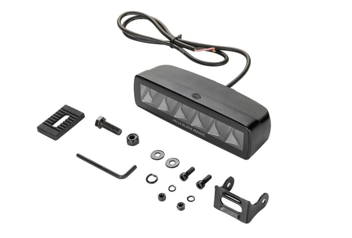 Hella Universal Black Magic 6 L.E.D. Mini Light Bar - Spot Beam - Bull Strap