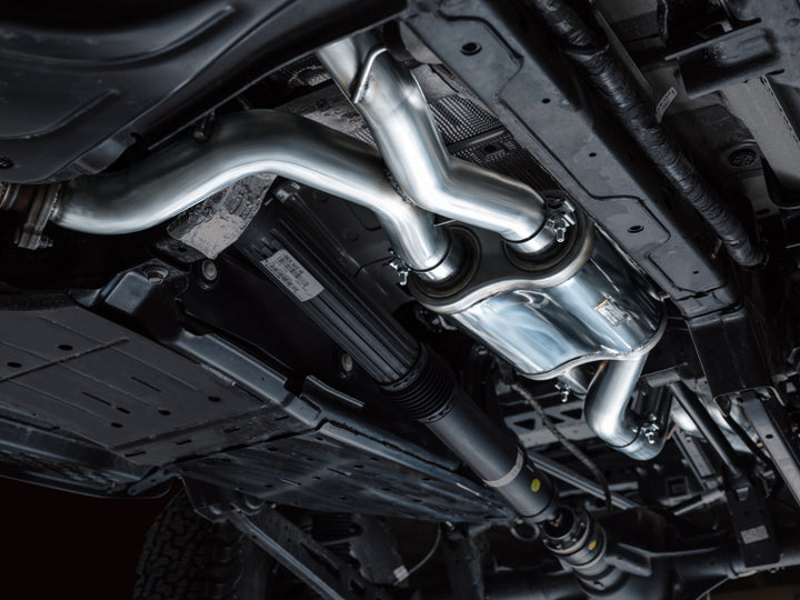 AWE Tuning 22-24 Ford Bronco Raptor 4WD Dual BashGuards Cat-Back SwitchPath Exhaust (No Tips) - Bull Strap