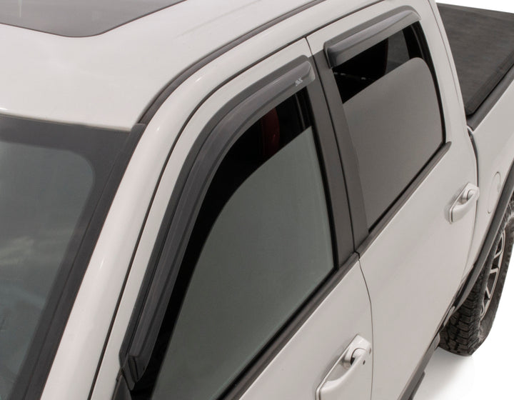 AVS 22-23 Toyota Tundra CrewMax Ventvisor Outside Mount Window Deflectors 4pc - Smoke - Bull Strap