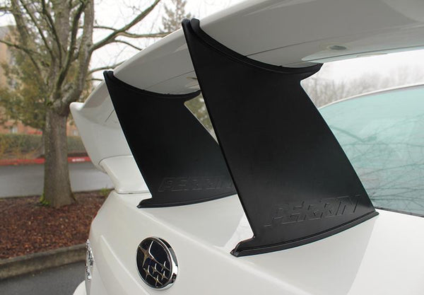 PERRIN 11-14 Subaru STI Wing Stabilizer - Black (Sedan Only) - Bull Strap