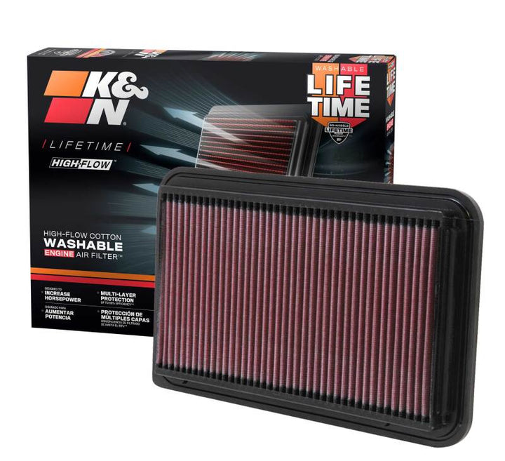 K&N 01-06 Toyota Camry / 04-10 Sienna / 01-09 Highlander / 03-06 Lexus RX330 Drop In Air Filter - Bull Strap