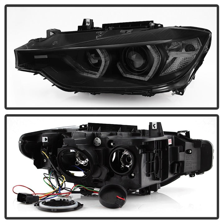Spyder 12-14 BMW F30 3 Series 4DR Projector Headlights - LED DRL - Blk Smoke PRO-YD-BMWF3012-DRL-BSM - Bull Strap