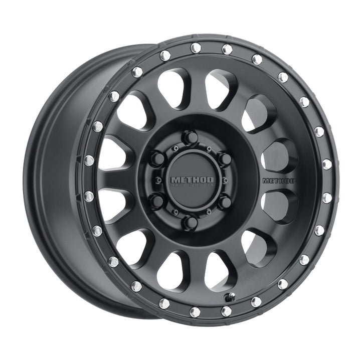 Method MR315 17x9 -12mm Offset 6x5.5 106.25mm CB Matte Black Wheel - Bull Strap