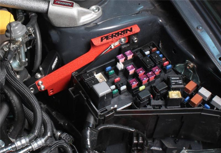 PERRIN 08-14 Subaru STI / 07-09 Legacy GT & OBXT Master Cylinder Bracket - Red - Bull Strap