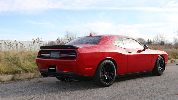 Corsa 2015-2023 Dodge Challenger Hellcat Dual Rear Exit Extreme Exhaust w/ 3.5in Black Tips - Bull Strap