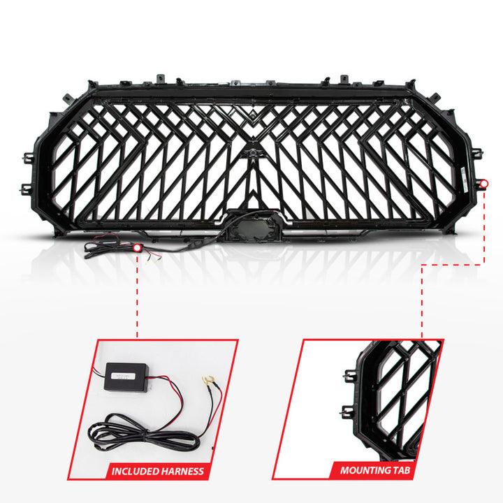 Anzo 22-24 Toyota Tundra Full LED Light Tube Front Grille w/ Initiation & Running Light - Bull Strap