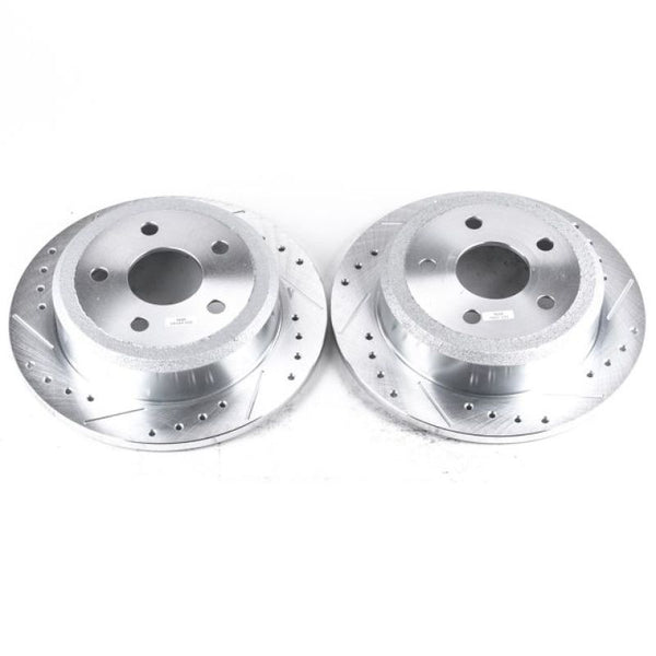 Power Stop 07-17 Jeep Wrangler Rear Evolution Drilled & Slotted Rotors - Pair - Bull Strap