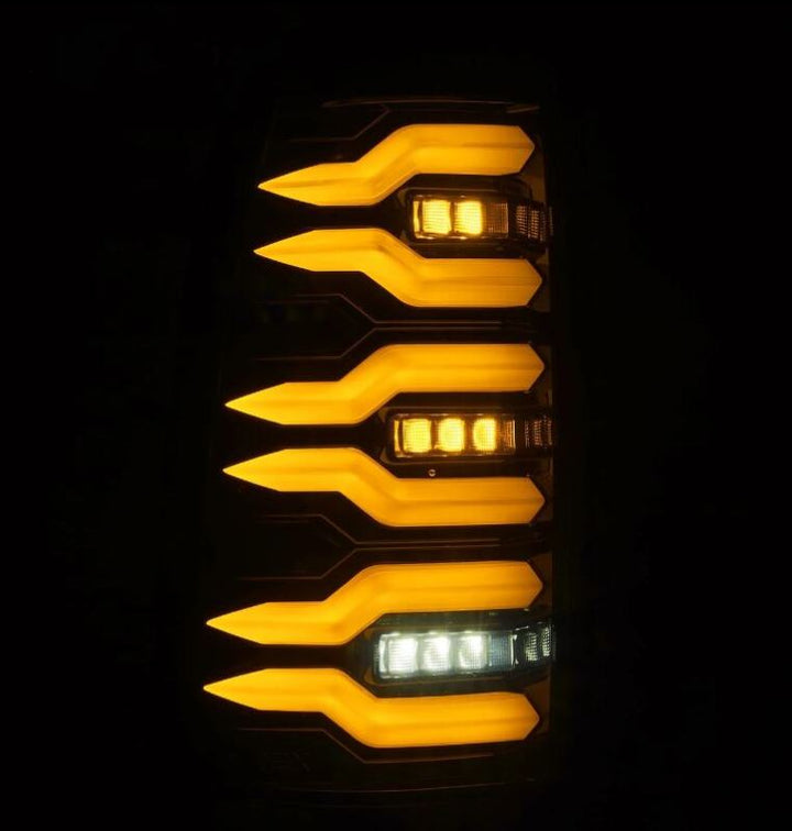 AlphaRex 99-06 Chevrolet Silverado/99-06 GMC Sierra LUXX-Series LED Tail Lights - Black - Bull Strap