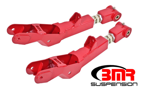 BMR 10-15 5th Gen Camaro Lower Control Arms Rear On-Car Adj. (Polyurethane) - Red - Bull Strap