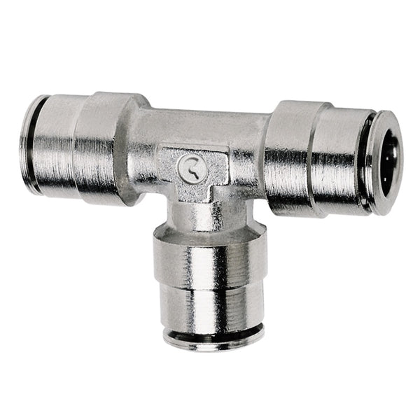 Firestone Union Tee 1/4in. Nickel Push-Lock Air Fitting - Single (WR17603461) - Bull Strap