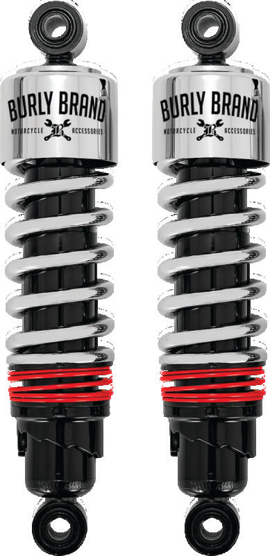 Burly Brand FLH Slammer Shocks - Chrome - Bull Strap