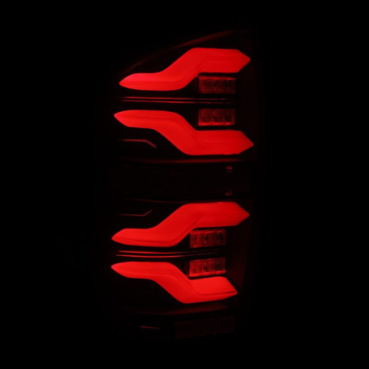 AlphaRex 16-21 Toyota Tacoma LUXX LED Taillights Blk w/Activ Light/Seq Signal - Bull Strap