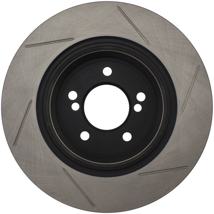 StopTech Power Slot 01-07 BMW M3 (E46) / 00-04 BMW M5 (E39) Rear Right Slotted Rotor - Bull Strap