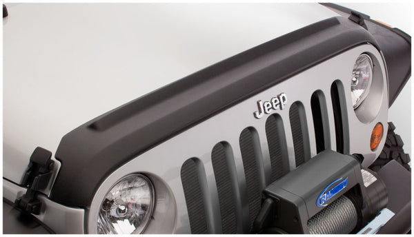 Bushwacker 07-18 Jeep Wrangler (JK) / (JK) Unlimited Trail Armor Hood Guard - Black - Bull Strap