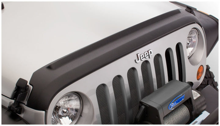 Bushwacker 07-18 Jeep Wrangler (JK) / (JK) Unlimited Trail Armor Hood Guard - Black - Bull Strap