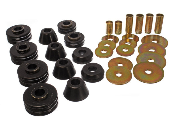 Energy Suspension 73-80 GM 1/2 Ton C-10/C1500 Pick Up 2WD Black Body (Cab) Mount Set - Bull Strap