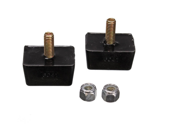 Energy Suspension Univ Blk 7/8in H x 1-7/8in L x 1-3/8in W Low Profile Rectangular Bump Stops (2 ea) - Bull Strap