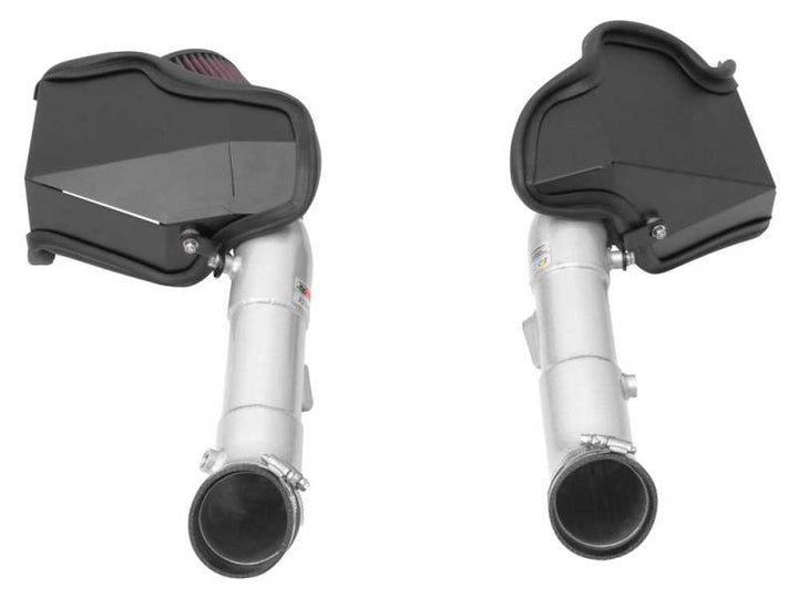 K&N 14-15 Infiniti Q50 3.7L V6 Dual Silver Typhoon Short Ram Intakes - Bull Strap