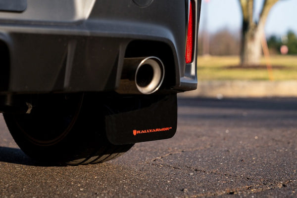 Rally Armor 23-25 Toyota GR Corolla Black UR Mud Flap w/White Logo - Bull Strap