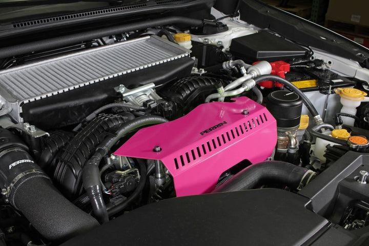 PERRIN 22-25 Subaru WRX Pulley Cover - Hyper Pink (TALL - For Use w/o PERRIN AOS) - Bull Strap