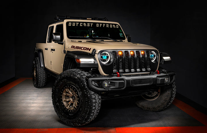 Oracle Pre-Runner Style LED Grille Kit for Jeep Gladiator JT - Amber - Bull Strap