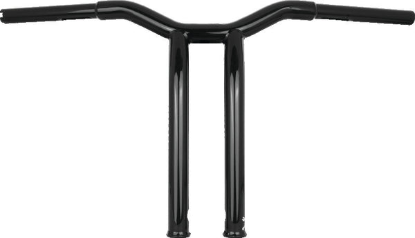 Burly Brand Dominator Raked Bar 14in - Gloss Black - Bull Strap