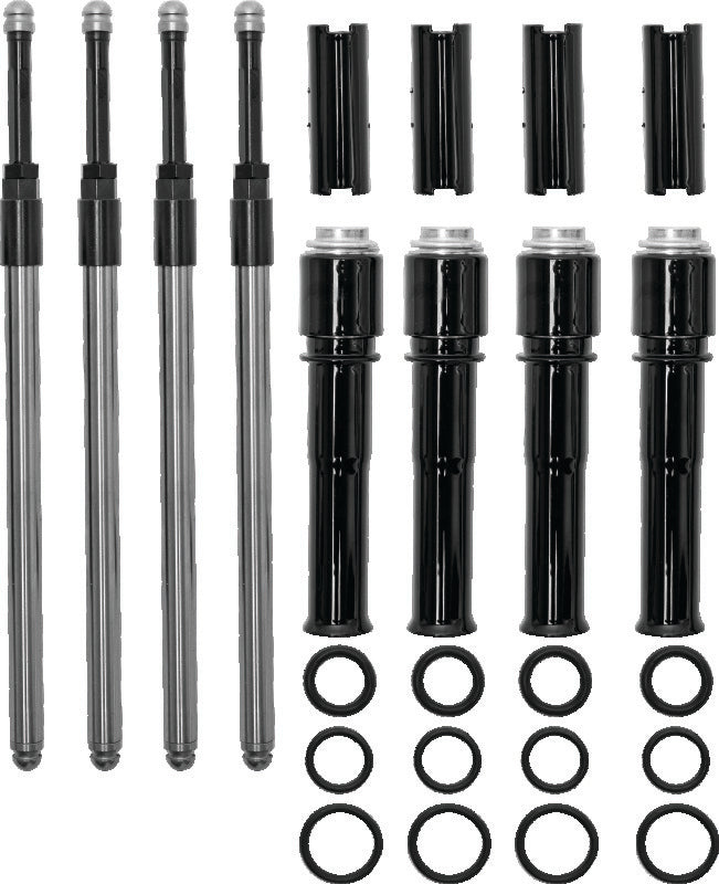 S&S Cycle 99-17 BT Models Quickee Pushrods w/ Gloss Black Covers - Bull Strap