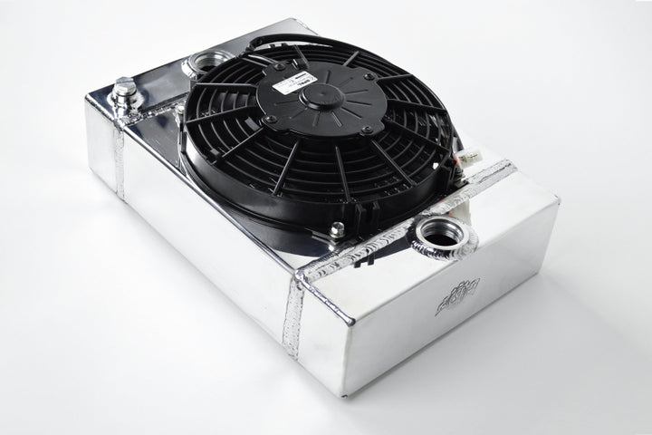 CSF Universal Drag Race / Tuck Radiator w/9in Spal Fan - 10.5in H x 10in L x 3.6in W - Bull Strap