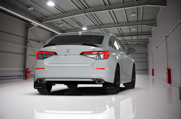 Rally Armor 22-25 Honda Civic/Civic Si/Sport Black UR Mud Flap w/Grey Logo - Bull Strap