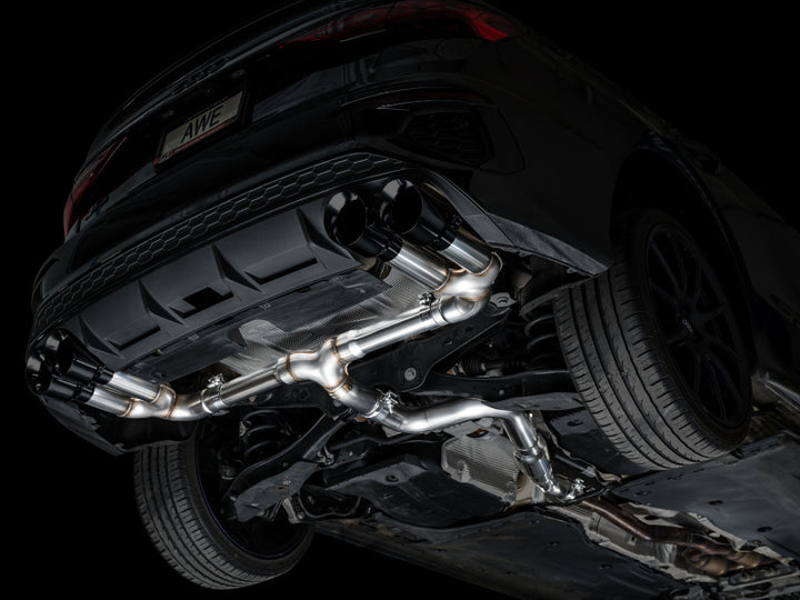 AWE 22-24 Audi 8Y S3 Track Edition Exhaust  - Diamond Black Tips - Bull Strap
