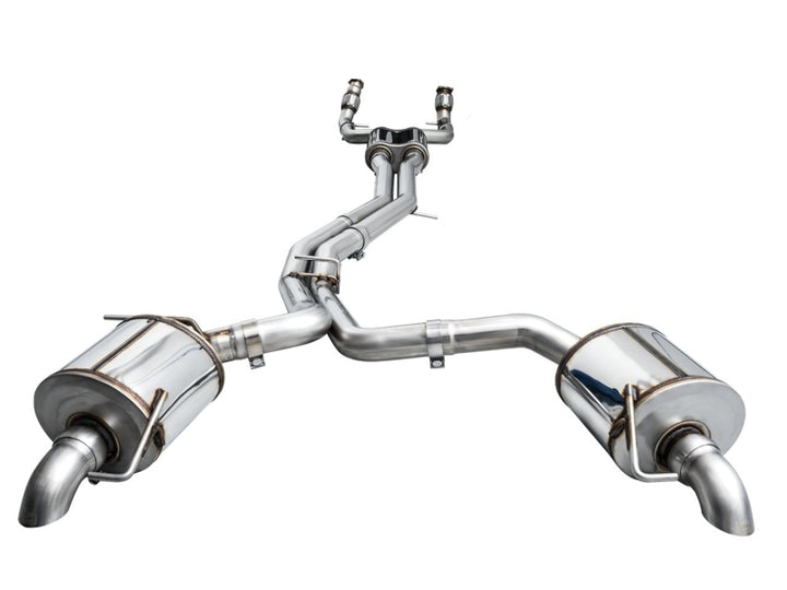 AWE Audi 2019-2023 C8 A6/A7 3.0T Touring Edition Cat-back Exhaust- Turn Downs - Bull Strap