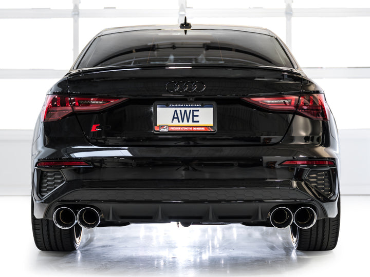 AWE 22-24 Audi 8Y S3 Track Edition Exhaust  - Chrome Silver Tips - Bull Strap