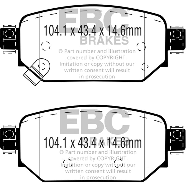 EBC 2017+ Mazda 3 2.0L Yellowstuff Rear Brake Pads - Bull Strap