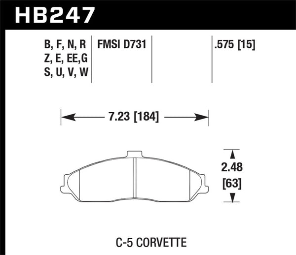Hawk 97-06 Corvette (incl C5 Z06) HP+ Street Front Brake Pads - Bull Strap