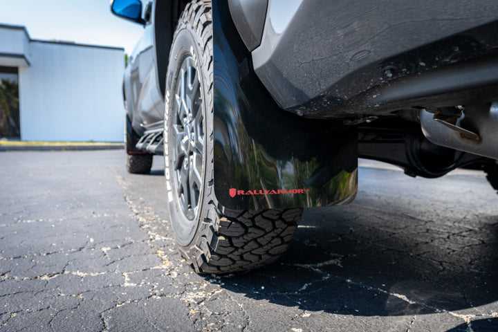Rally Armor 2025+ Toyota 4Runner Black UR Mud Flap w/ White Logo - Bull Strap