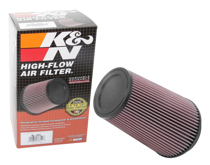 K&N Universal Clamp-On Air Filter 5in FLG / 6-1/2in B / 4-3/8in T / 8-3/4in H - Bull Strap