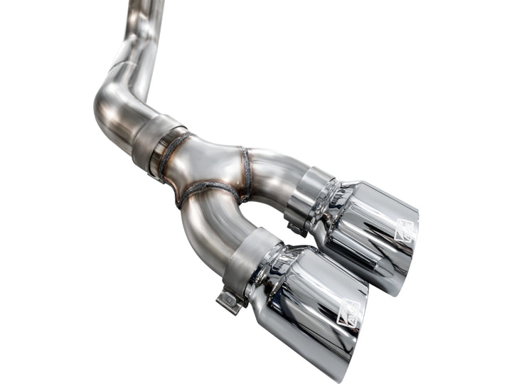AWE 21-25 Ford F150 (14th Gen Reg Cab) Cat-Back Exhaust - 4.5in Dual Side Exit Chrome Tips - Bull Strap